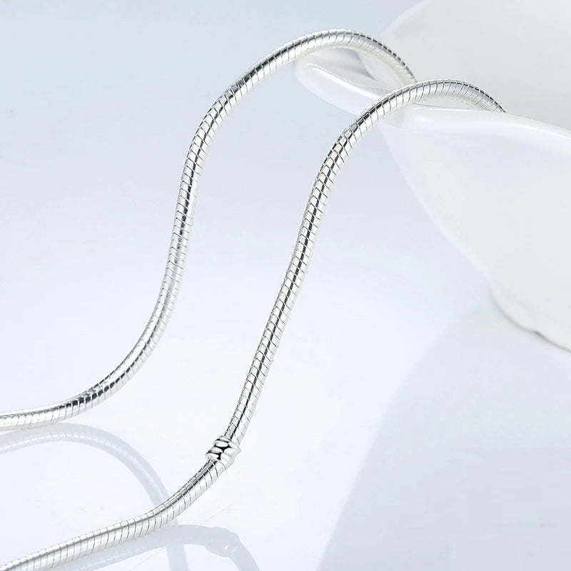 45CM Silver Charm Necklace Snake Chain Pendant Necklaces For Women DIY Jewelry G