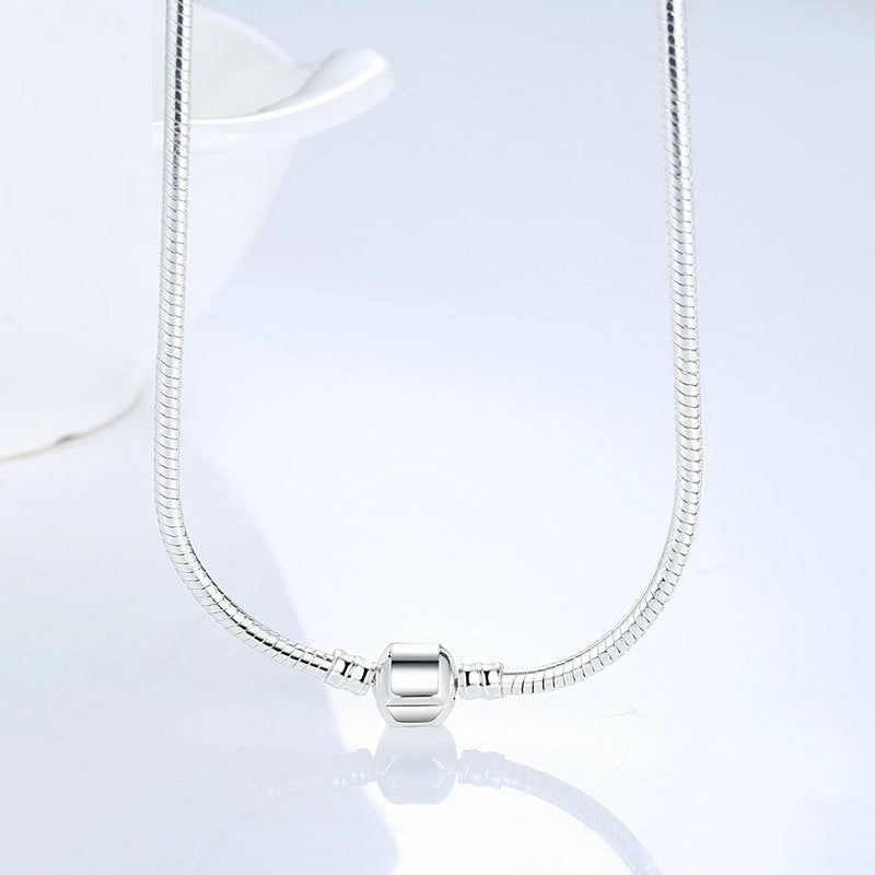 45CM Silver Charm Necklace Snake Chain Pendant Necklaces For Women DIY Jewelry G
