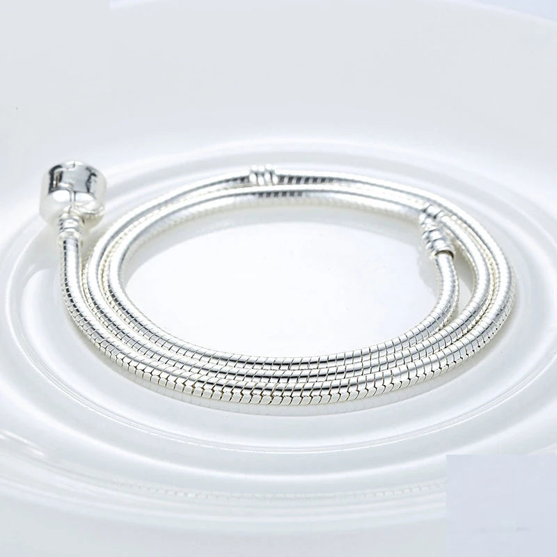 45CM Silver Charm Necklace Snake Chain Pendant Necklaces For Women DIY Jewelry G