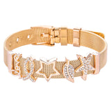 Mesh Charm Bracelet Stainless Steel Bangle Women's Slide Fit
