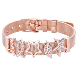 Mesh Charm Bracelet Stainless Steel Bangle Women's Slide Fit