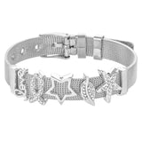 Mesh Charm Bracelet Stainless Steel Bangle Women's Slide Fit