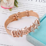 Mesh Charm Bracelet Stainless Steel Bangle Women's Slide Fit