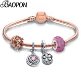 Crystal Heart Charm Bracelet Glass Beads Party Jewelry Gift