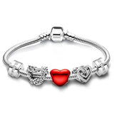 Crystal Heart Charm Bracelet Glass Beads Party Jewelry Gift