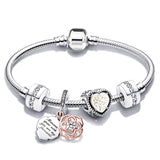 Crystal Heart Charm Bracelet Glass Beads Party Jewelry Gift
