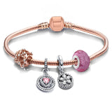 Crystal Heart Charm Bracelet Glass Beads Party Jewelry Gift