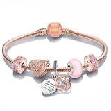 Crystal Heart Charm Bracelet Glass Beads Party Jewelry Gift