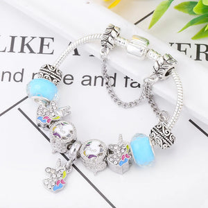 Unicorn Charm Bracelet Silver Cartoon Beads Fine Bracelets & Bangles