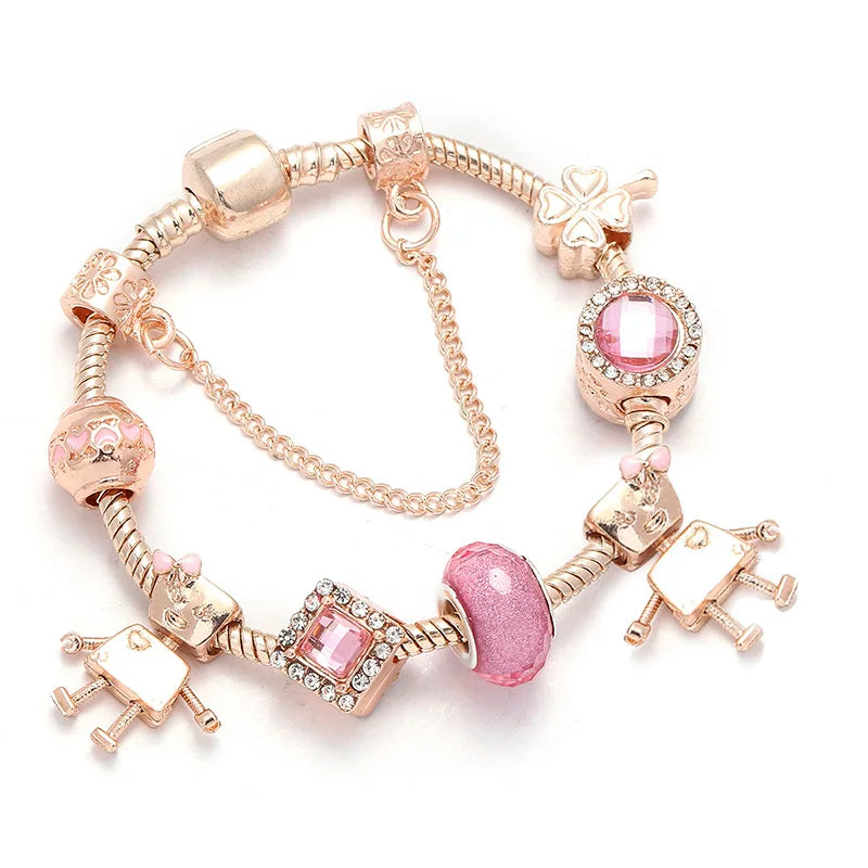 Vintage Silver Plated Crystal Charm Bracelet - Women's Fine Jewelry Gift