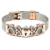 MOM Stainless Steel Mesh Bracelets For Women Mother Heart Lock Crown Charms