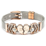 MOM Stainless Steel Mesh Bracelets For Women Mother Heart Lock Crown Charms