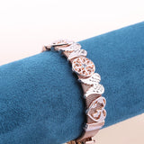 Stainless Steel Mesh Bracelets With Crystal Feather & Heart Charm Set