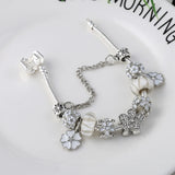 Crystal Flower Dangles Charm Bracelet Plant Beads Bracelet