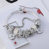 Crystal Flower Dangles Charm Bracelet Plant Beads Bracelet