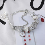 Crystal Flower Dangles Charm Bracelet Plant Beads Bracelet