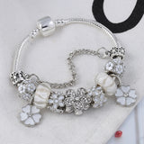 Crystal Flower Dangles Charm Bracelet Plant Beads Bracelet