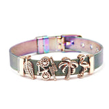 Colorful Stainless Steel Mesh Bracelet with Slide Charms