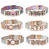 Colorful Stainless Steel Mesh Bracelet with Slide Charms