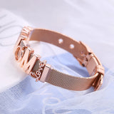 LOVE MOM Bracelet Set with Charms Beads Stainless Steel Bangles