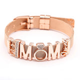 LOVE MOM Bracelet Set with Charms Beads Stainless Steel Bangles