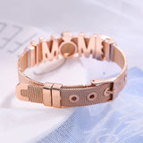 LOVE MOM Bracelet Set with Charms Beads Stainless Steel Bangles