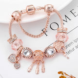 Rose Forever Love Charm Bracelets & Bangle For Women Christmas Jewelry Gift