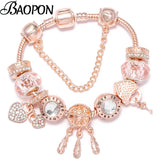 Rose Forever Love Charm Bracelets & Bangle For Women Christmas Jewelry Gift
