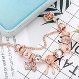 Rose Forever Love Charm Bracelets & Bangle For Women Christmas Jewelry Gift