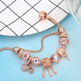 Rose Forever Love Charm Bracelets & Bangle For Women Christmas Jewelry Gift