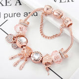 Rose Forever Love Charm Bracelets & Bangle For Women Christmas Jewelry Gift