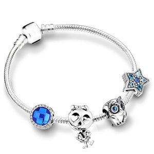 Silver Plated Charm Bracelet with Fox & Aircraft Beads Pendant