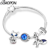 Silver Plated Charm Bracelet with Fox & Aircraft Beads Pendant