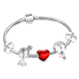 Silver Plated Charm Bracelet with Fox & Aircraft Beads Pendant