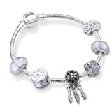 Silver Plated Charm Bracelet with Fox & Aircraft Beads Pendant