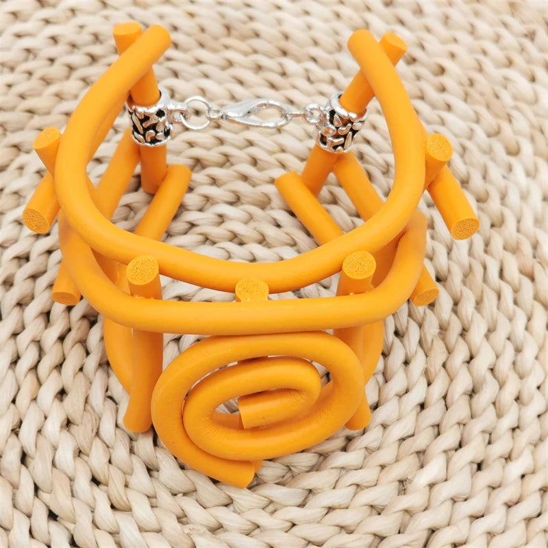Boho Bangle Charm Bracelets Rubber Punk Jewelry