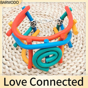 Boho Bangle Charm Bracelets Rubber Punk Jewelry