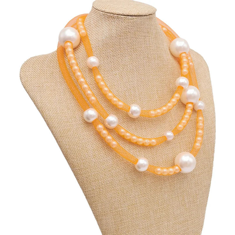 Layered Necklace Women Mesh Pearl Boho Gothic Jewelry