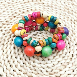 Women's Wood Bead Bracelet Boho Friendship Jewelry Gift