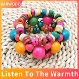 Women's Wood Bead Bracelet Boho Friendship Jewelry Gift