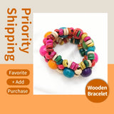 Women's Wood Bead Bracelet Boho Friendship Jewelry Gift