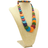 Women's Ethnic Pendant Necklace Wood Bead Long Chain Layered Gothic Jewelry
