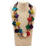 Women's Ethnic Pendant Necklace Wood Bead Long Chain Layered Gothic Jewelry