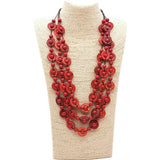 Women's Ethnic Pendant Necklace Wood Bead Long Chain Layered Gothic Jewelry