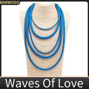 Long Rubber Chains Necklace Layered Statement Jewelry