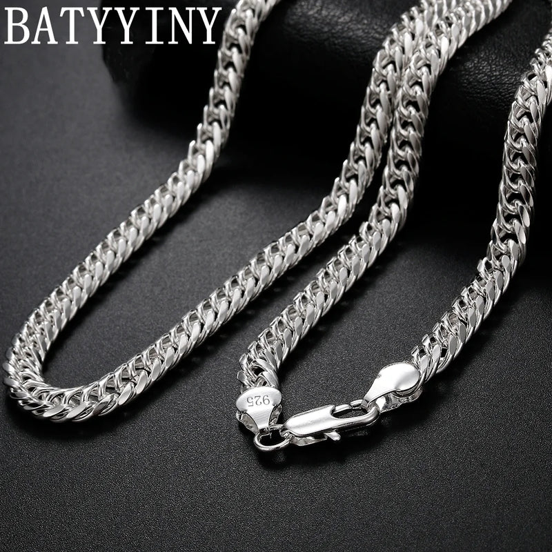 925 Silver 6mm Side Chain Necklace For Woman Man