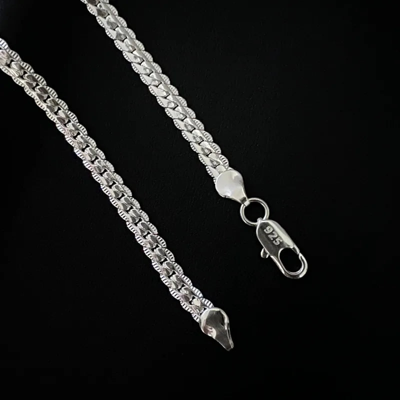 925 Silver Side Chain Necklace 8-24 Inch Wedding Jewelry