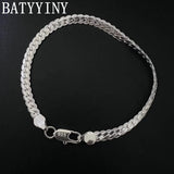 925 Silver Bracelet 6mm Flat Side Chain Lobster Clasp For Man & Woman