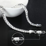 925 Silver Bracelet 6mm Flat Side Chain Lobster Clasp For Man & Woman