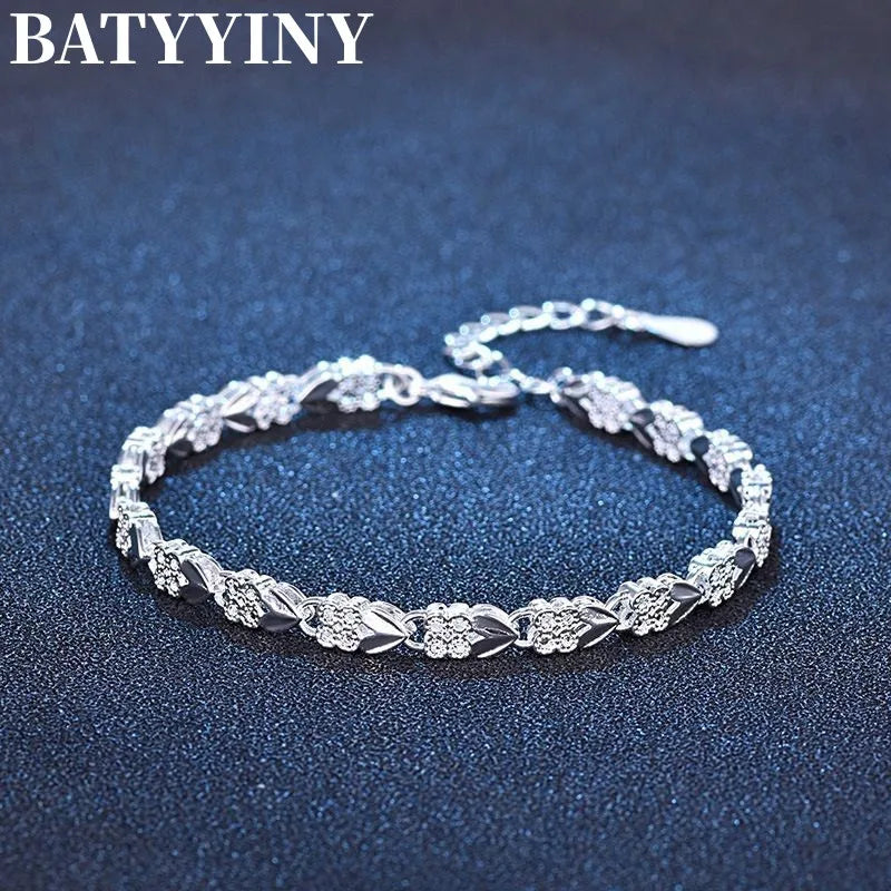 925 Silver Women's Bracelet Cuff Adjustable High Party Jewelry Gift